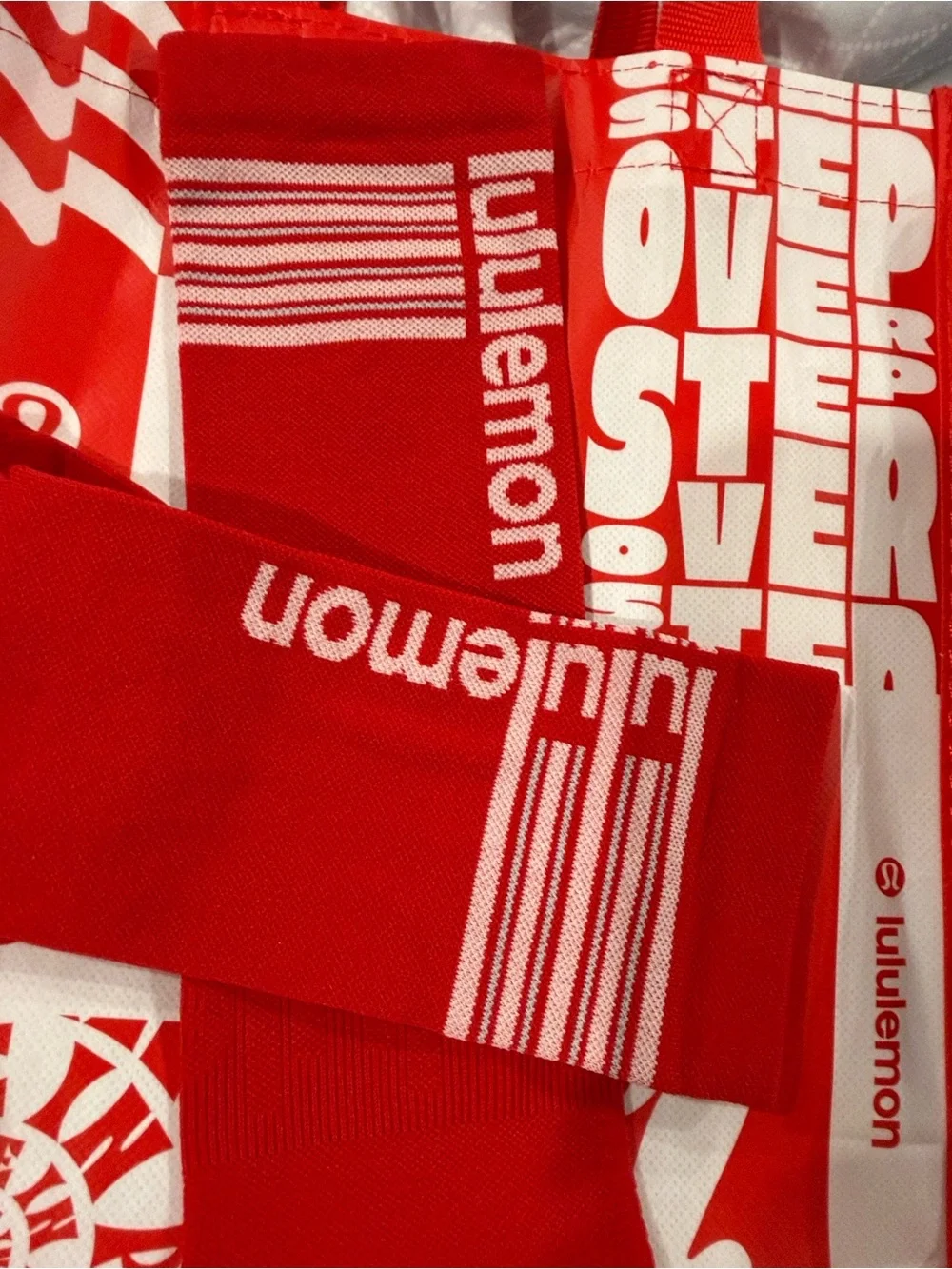 lululemon athletica Red Athletic Crew Socks with Stripes